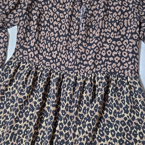 Maeve By Anthropologie Juno V-Neck Dress 3/4 Sleeve Leopard Cheetah Print - Picture 3 of 7